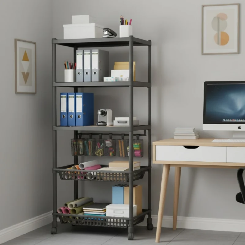 Estante Organizador 5 Niveles con Ruedas Multiusos YH6710-5C Organizador Práctico para Almacenamiento y Espacios Reducidos