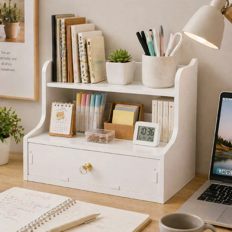Organizador de Maquillaje Multifuncional con Cajón Estante para Cosméticos, Escritorio, Baño y Hogar