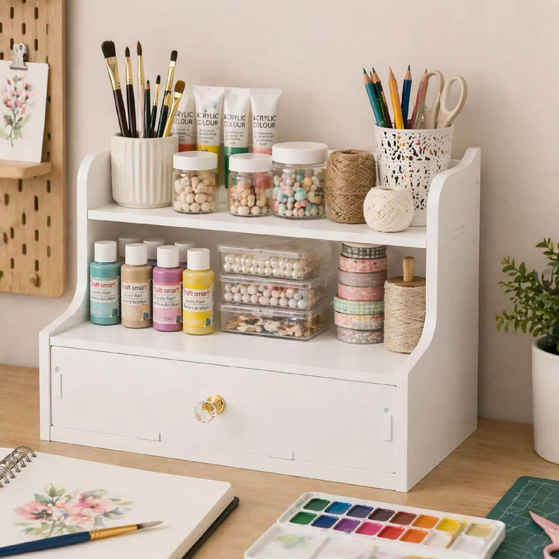 Organizador de Maquillaje Multifuncional con Cajón Estante para Cosméticos, Escritorio, Baño y Hogar