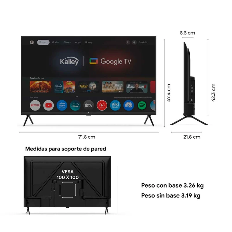 Televisor Kalley 32 Pulgadas QLED FHD Smart TV Google 32GQ200