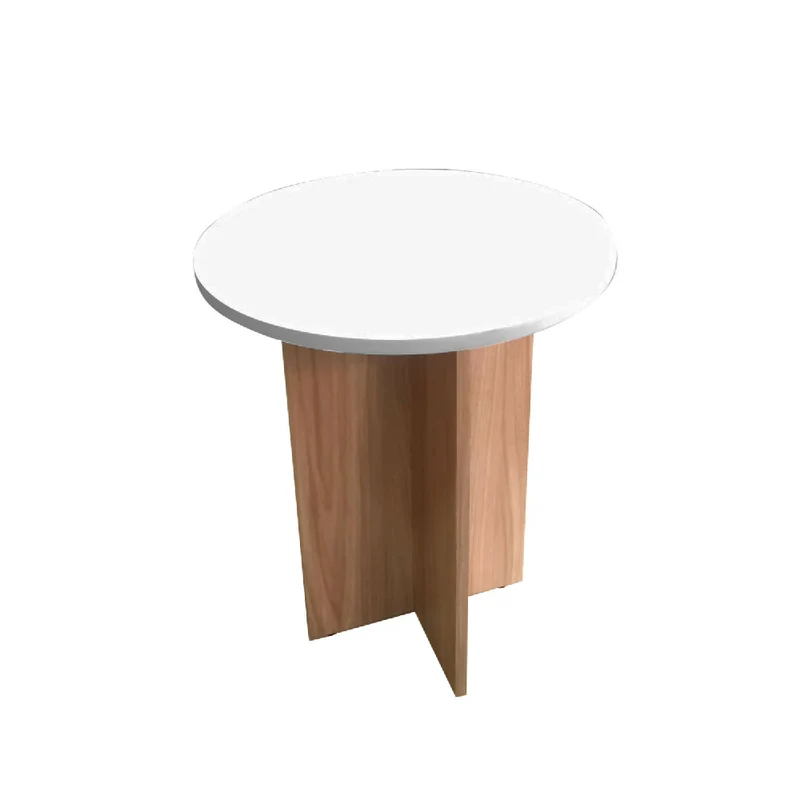 Mesa Auxiliar Lenon, Madera Natural y Blanco