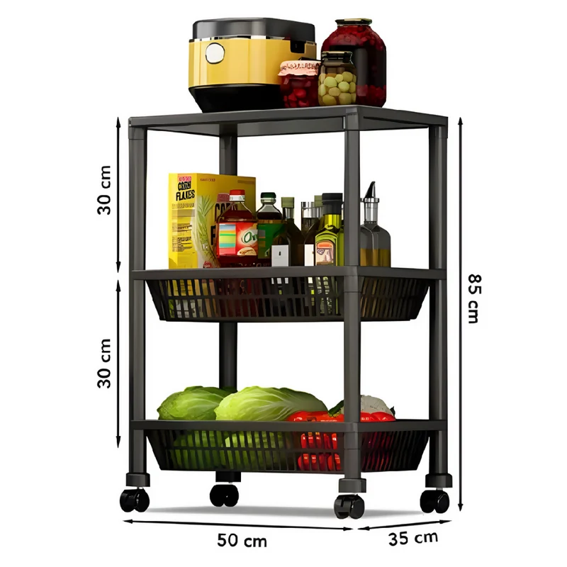 Carrito Organizador 3 Niveles con Ruedas Multiusos YH6710-3A