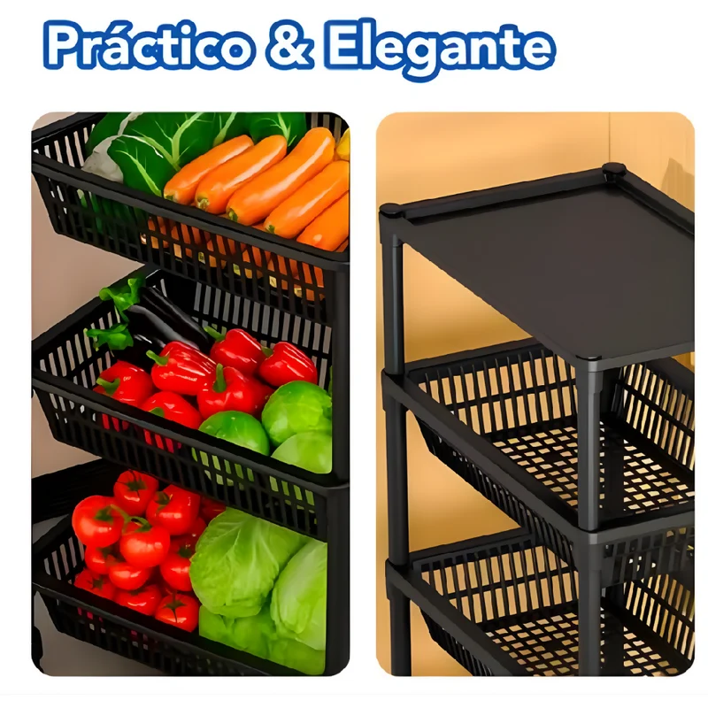 Carrito Organizador 3 Niveles con Ruedas Multiusos YH6710-3A
