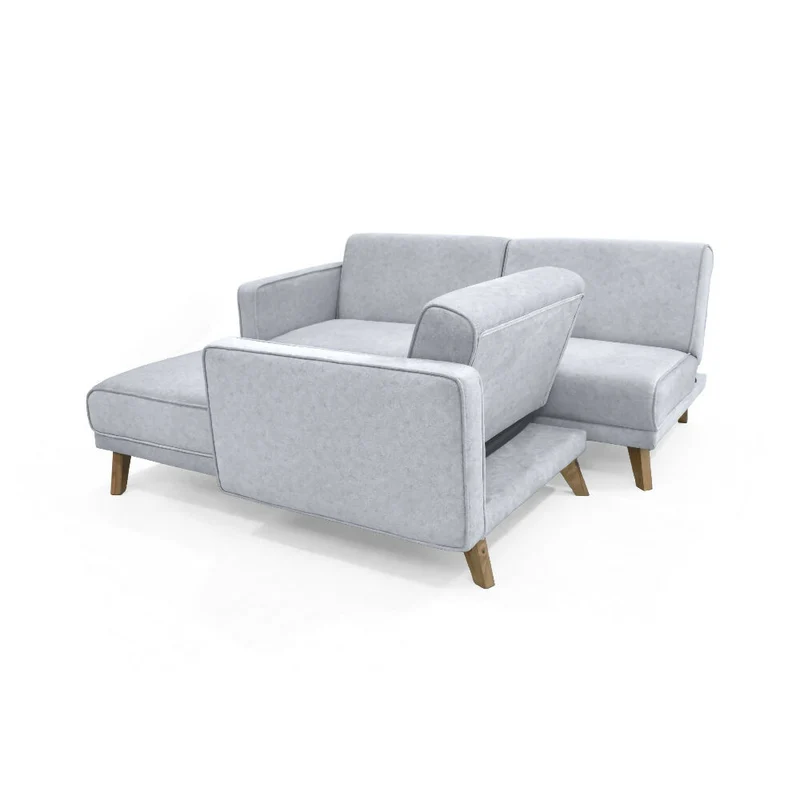 Sofá Cama en L Chelsea Izquierdo 265x160x76 Tela Plata