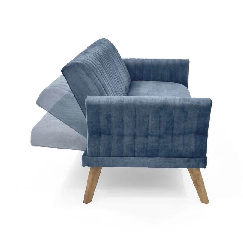 Sofá Cama Pensilvania 205x85x87 Reclinable Tela Azul