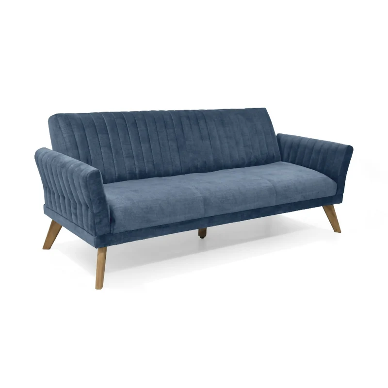 Sofá Cama Pensilvania 205x85x87 Reclinable Tela Azul