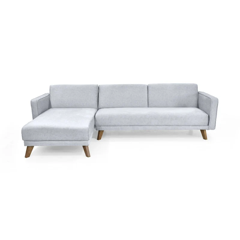 Sofá Cama en L Chelsea Derecho 265x160x76 Tela Plata