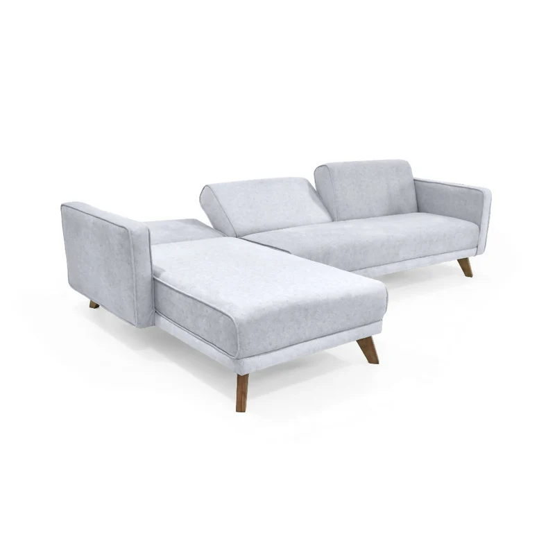Sofá Cama en L Chelsea Derecho 265x160x76 Tela Plata