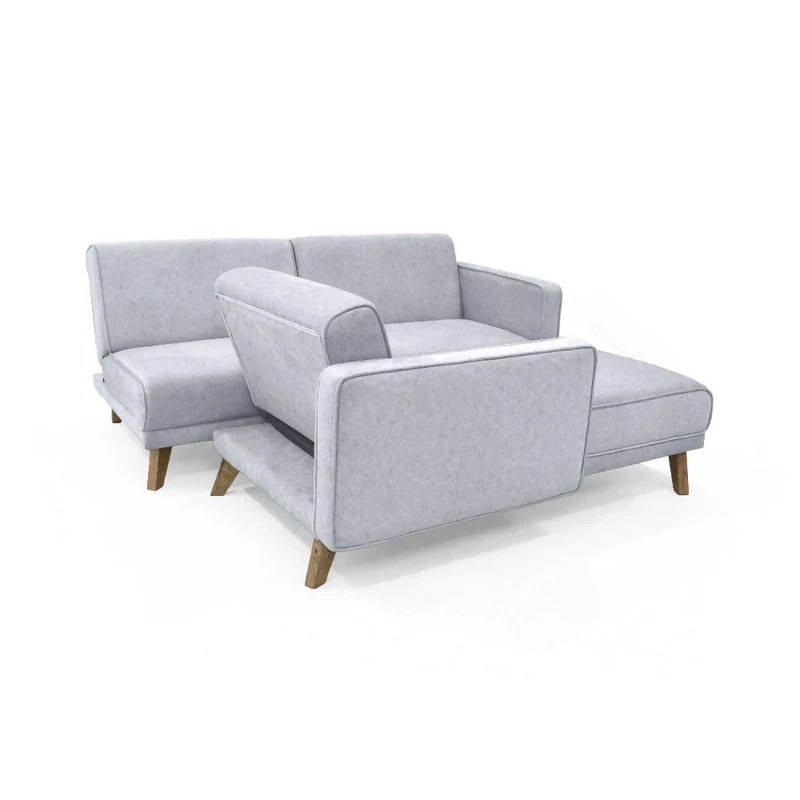 Sofá Cama en L Chelsea Derecho 265x160x76 Tela Plata