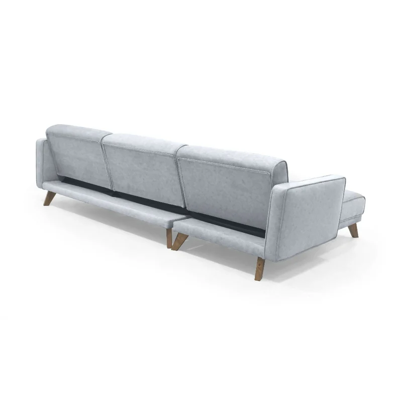 Sofá Cama en L Chelsea Derecho 265x160x76 Tela Plata