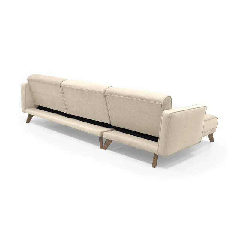 Sofá Cama en L Chelsea Derecho 265x160x76 Tela Beige