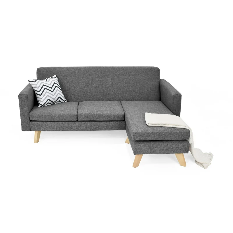 Sala en L Burdeos 192x140x82 Tela Gris