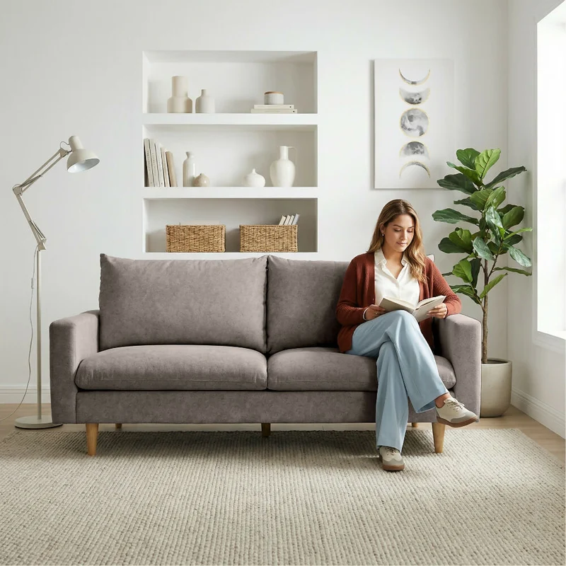 Sofá Louisiana 3 Puestos 195x81x93 Tela Taupe