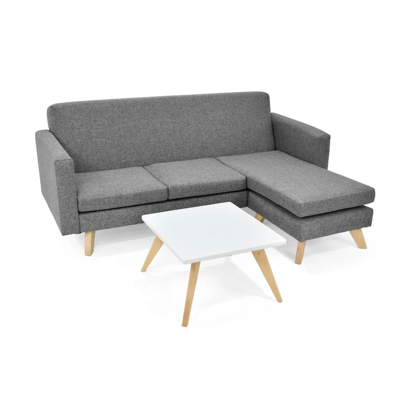 Set de Sala Burdeos en Tela Gris con Mesa de Centro Nova