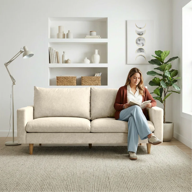 Sofá Louisiana 3 Puestos 195x81x93 Tela Beige