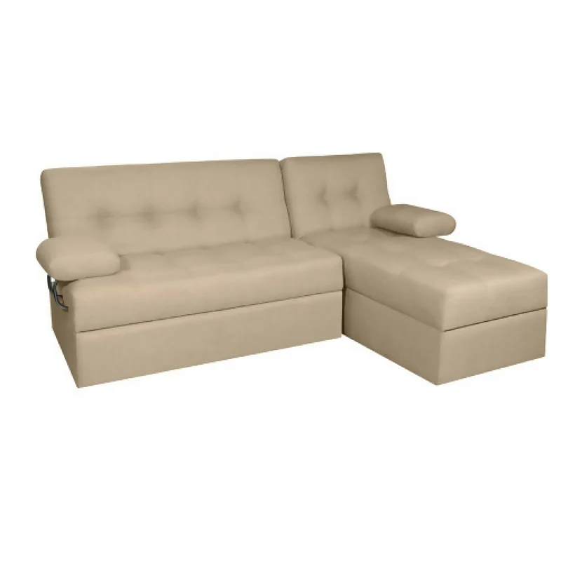 Sofá Cama Angela en L con Brazos Tela Beige