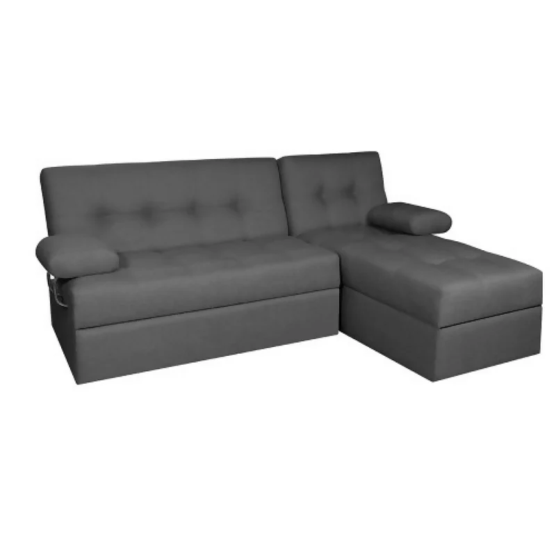 Sofá Cama Angela en L con Brazos Tela Gris