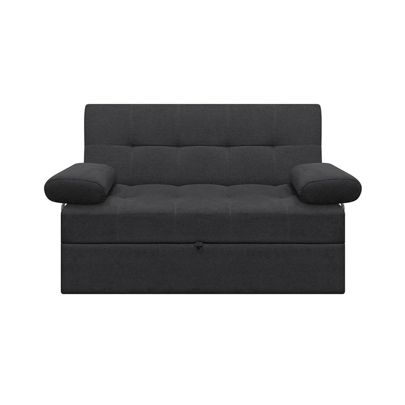 Sofá Cama Angela con Brazos Antifluido, Color Gris Oscuro