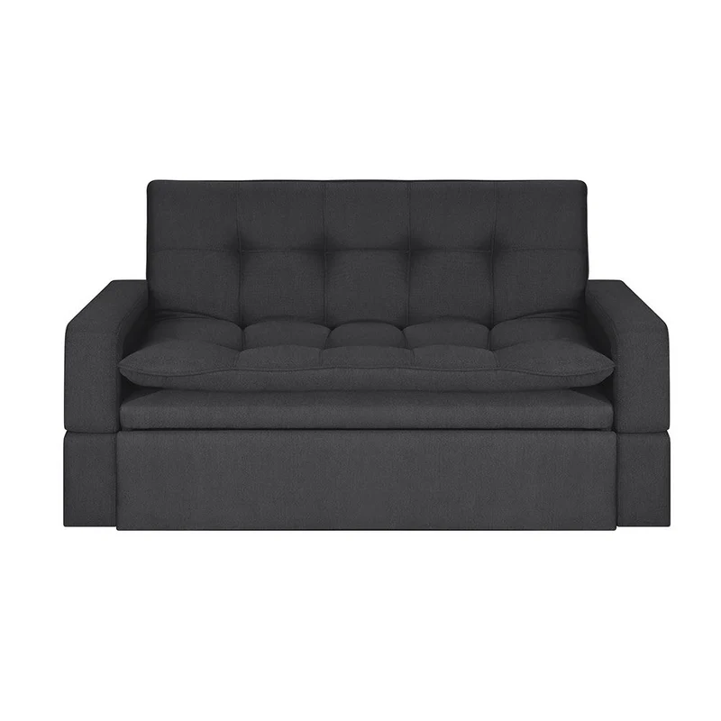 Sofá Cama Ethel Antifluido, Color Gris Oscuro