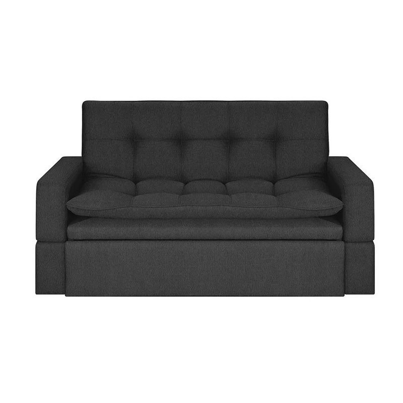 Sofá Cama Ethel Tela, Color Gris Oscuro