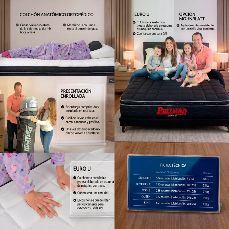 Colchón Orthopack Euro u Mohnblatt 120X190 Semidoble, Color Gris