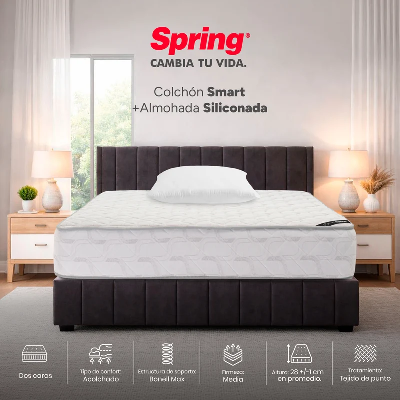 Colchón Spring Smart 120X190 Gratis Set Almohada Siliconada
