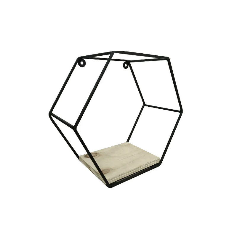 Repisa Hexágono Metal, Negro
