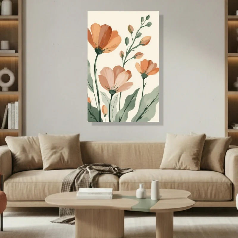 Lienzo Canvas Cuadro Flores Terracota Vintage 93x60cm c/u