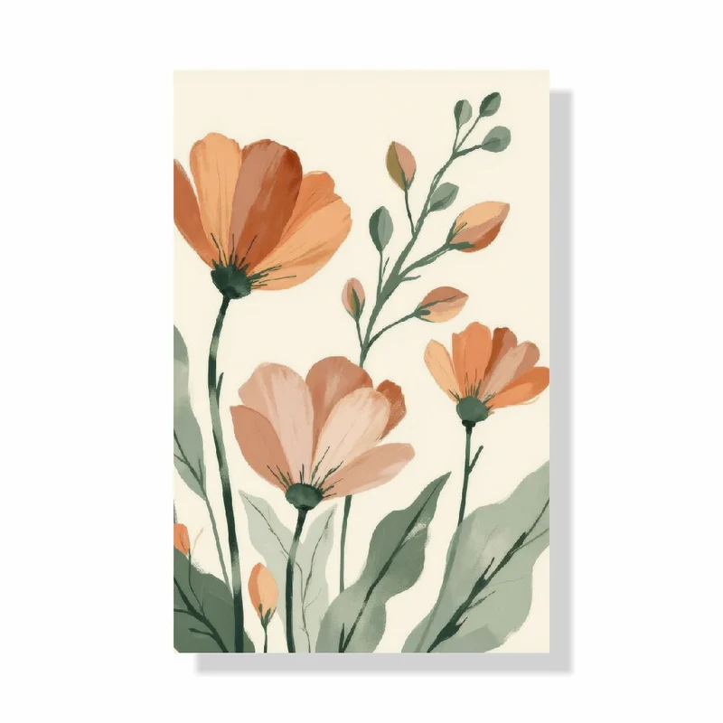 Lienzo Canvas Cuadro Flores Terracota Vintage 93x60cm c/u