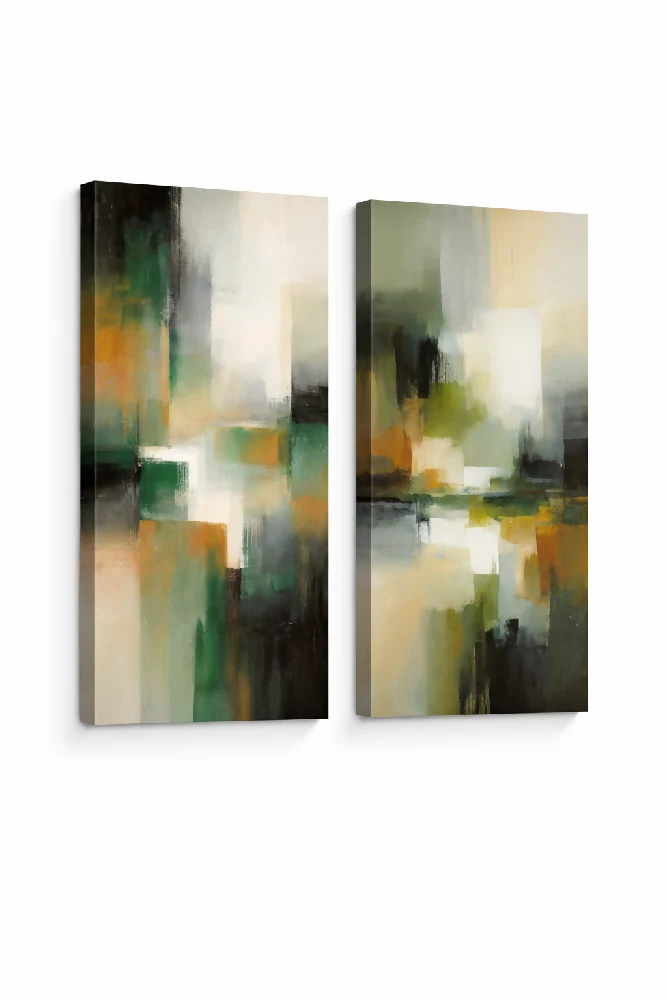 Lienzo Canvas Cuadro Díptico Susurros Fragmentados 34x72cm c/u