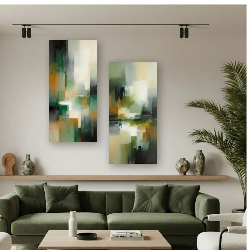 Lienzo Canvas Cuadro Díptico Susurros Fragmentados 34x72cm c/u