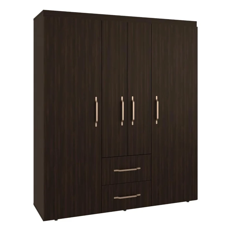 Clóset Bariloche Eco, Kronos Nogal, Moderno con Variedad de Entrepaños, Cuatro Puertas y Dos Cajones ZF