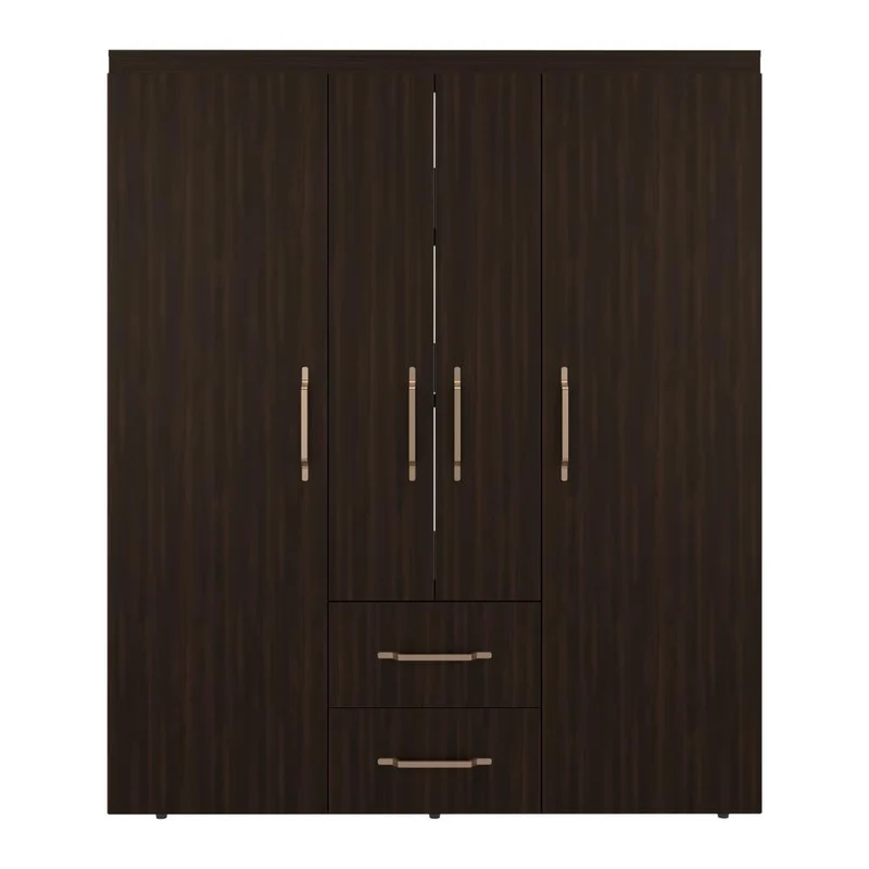 Clóset Bariloche Eco, Kronos Nogal, Moderno con Variedad de Entrepaños, Cuatro Puertas y Dos Cajones ZF