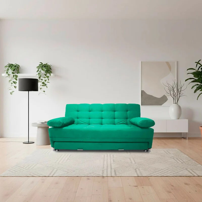 Sofá Cama Tarima Haller en Tela Velvet 190X95X80 Verde