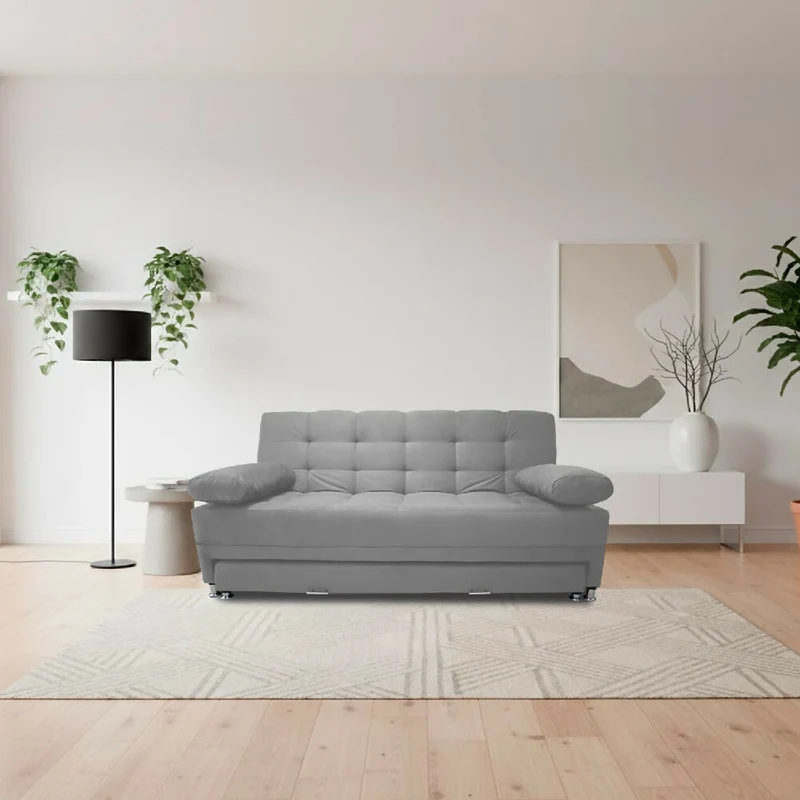 Sofá Cama Tarima Haller en Tela Velvet 190X95X80 Gris