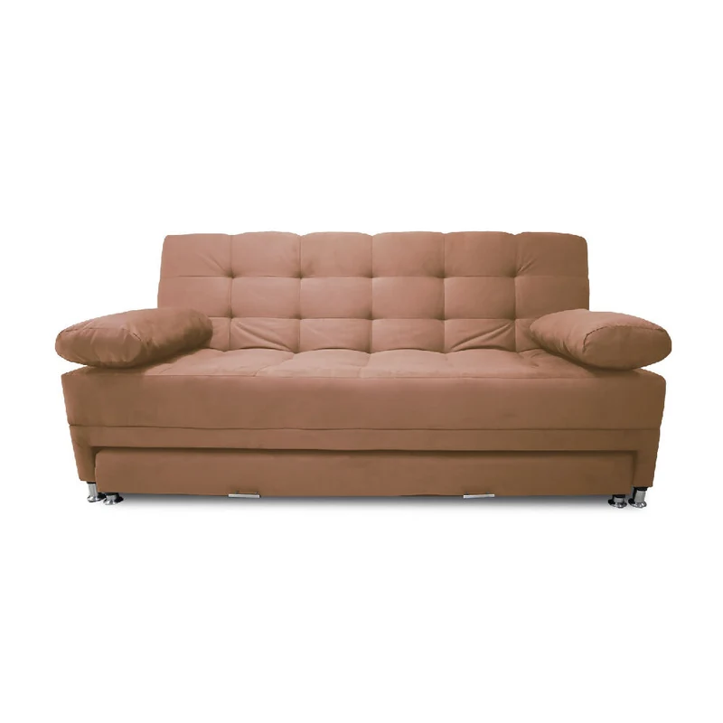 Sofá Cama Tarima Haller en Tela Velvet 190X95X80 Camel