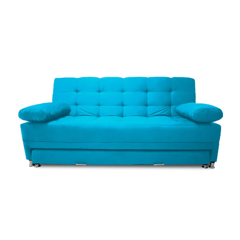Sofá Cama Tarima Haller Tela Velvet 190X95X80 Turquesa