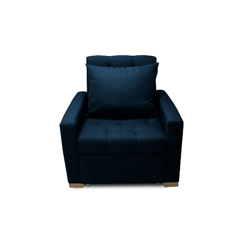 Sofá Cama Unipersonal Sabathy Tela Lino 95X90X94cm Azul Petróleo