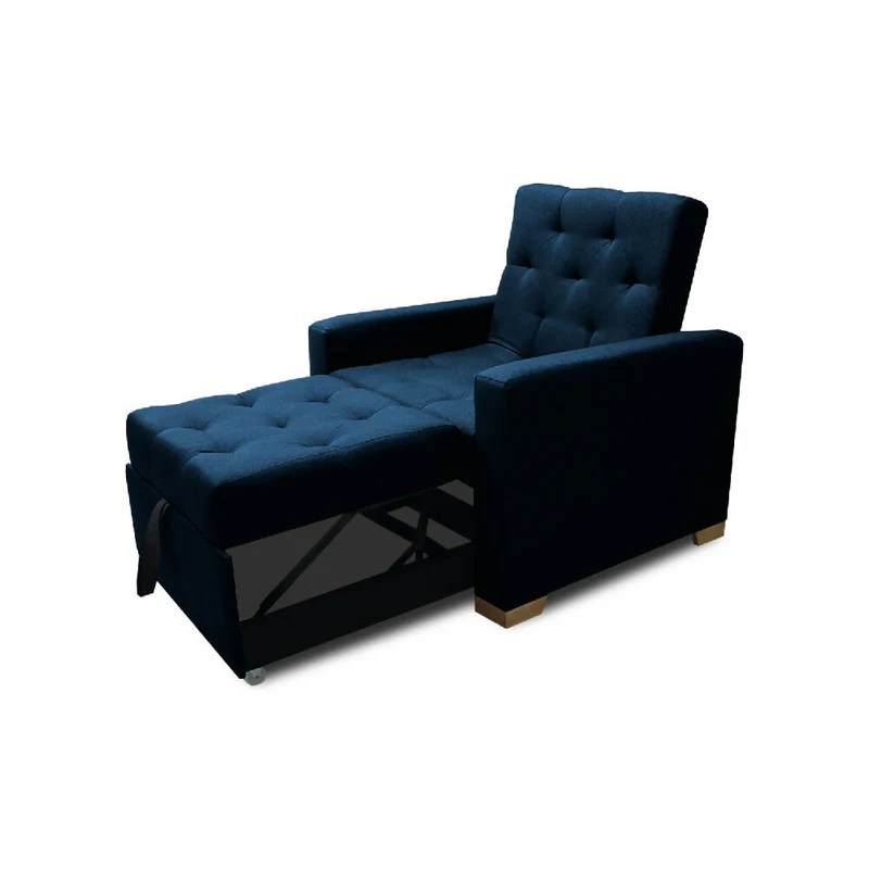 Sofá Cama Unipersonal Sabathy Tela Lino 95X90X94cm Azul Petróleo