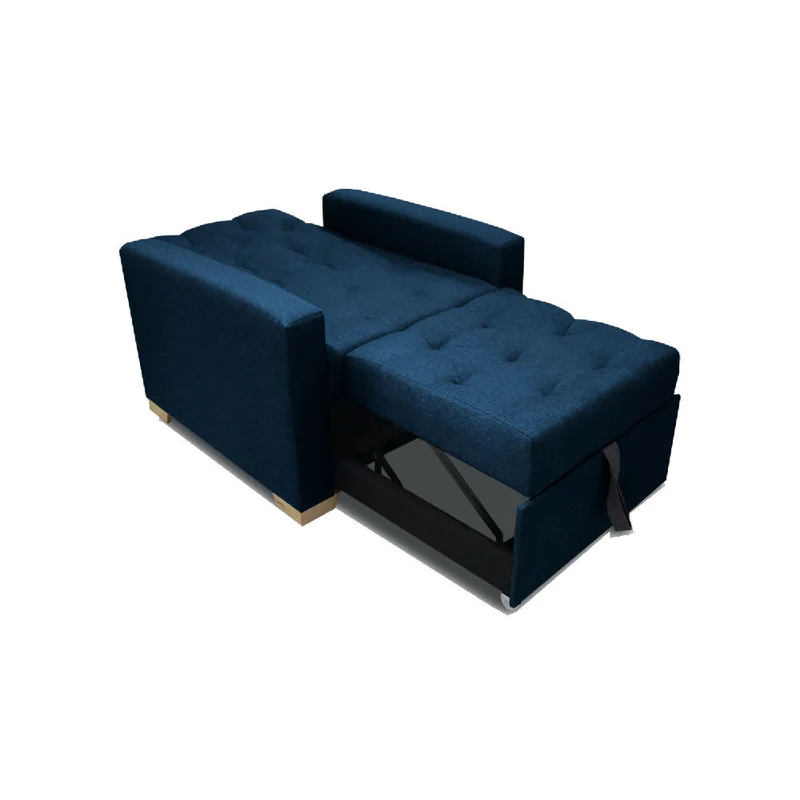 Sofá Cama Unipersonal Sabathy Tela Lino 95X90X94cm Azul Petróleo