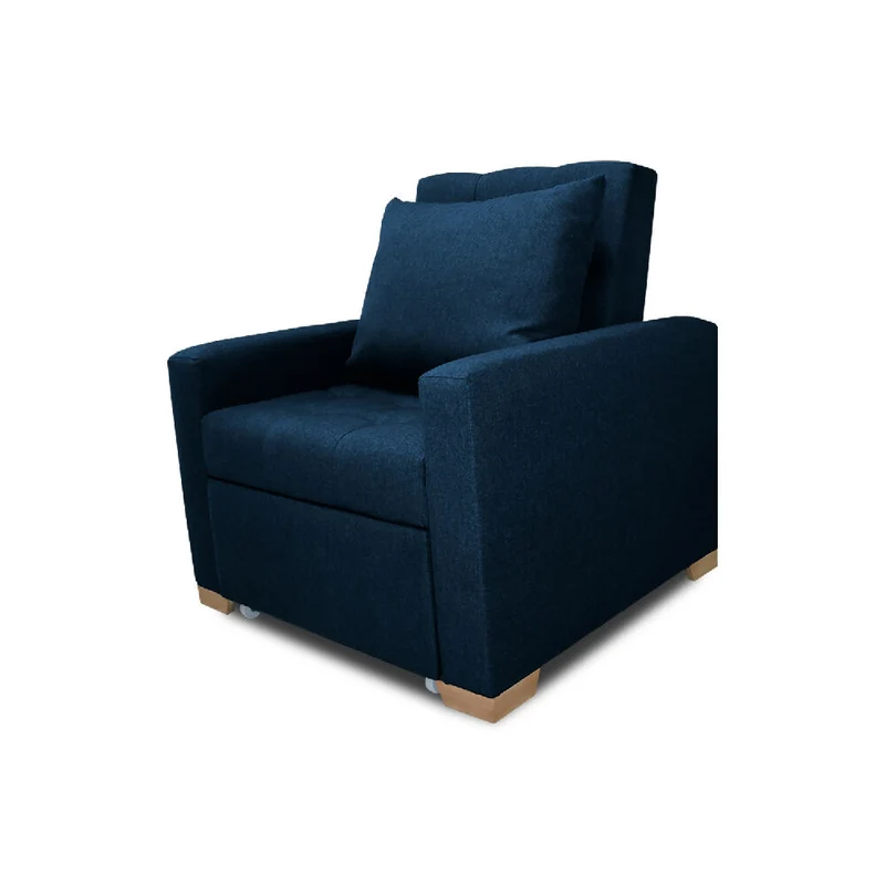 Sofá Cama Unipersonal Sabathy Tela Lino 95X90X94cm Azul Petróleo