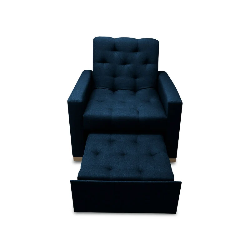 Sofá Cama Unipersonal Sabathy Tela Lino 95X90X94cm Azul Petróleo