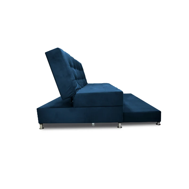 Sofá Cama Tarima Haller Tela Velvet 190X95X80 Azul Petróleo