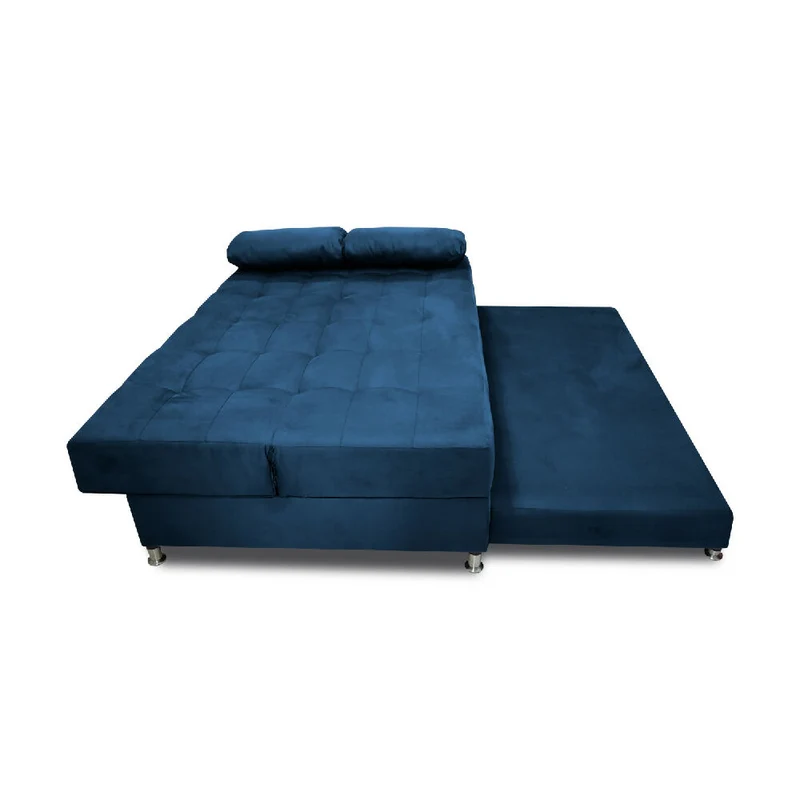 Sofá Cama Tarima Haller Tela Velvet 190X95X80 Azul Petróleo