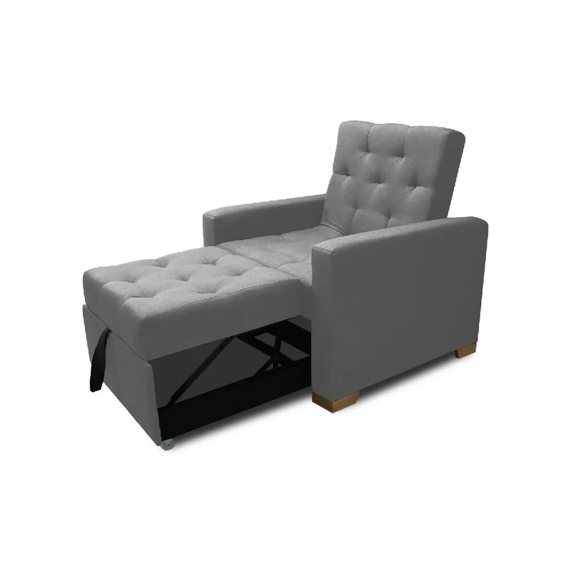 Sofá Cama Unipersonal Sabathy Tela Lino 95X90X94cm Gris