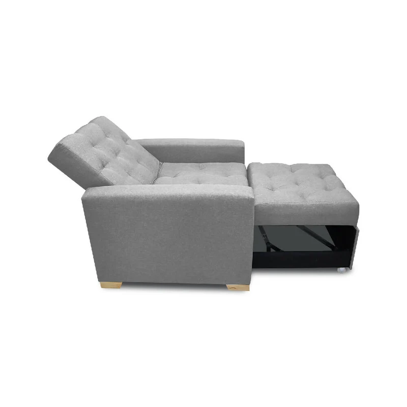 Sofá Cama Unipersonal Sabathy Tela Lino 95X90X94cm Gris