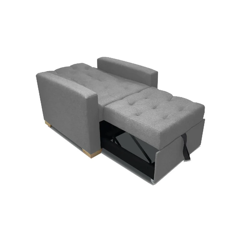 Sofá Cama Unipersonal Sabathy Tela Lino 95X90X94cm Gris
