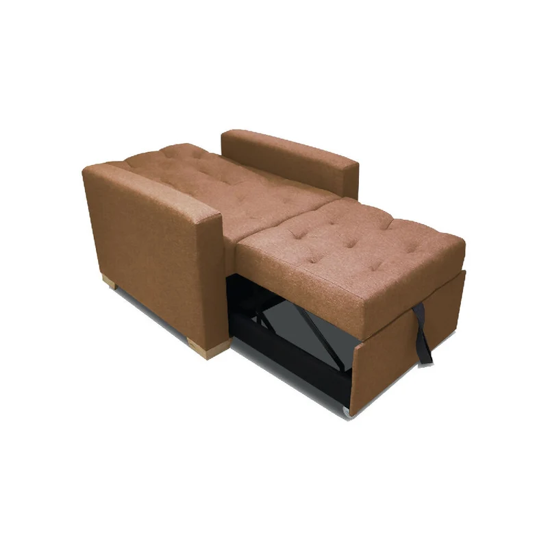 Sofá Cama Unipersonal Sabathy Tela Lino 95X90X94cm Camel