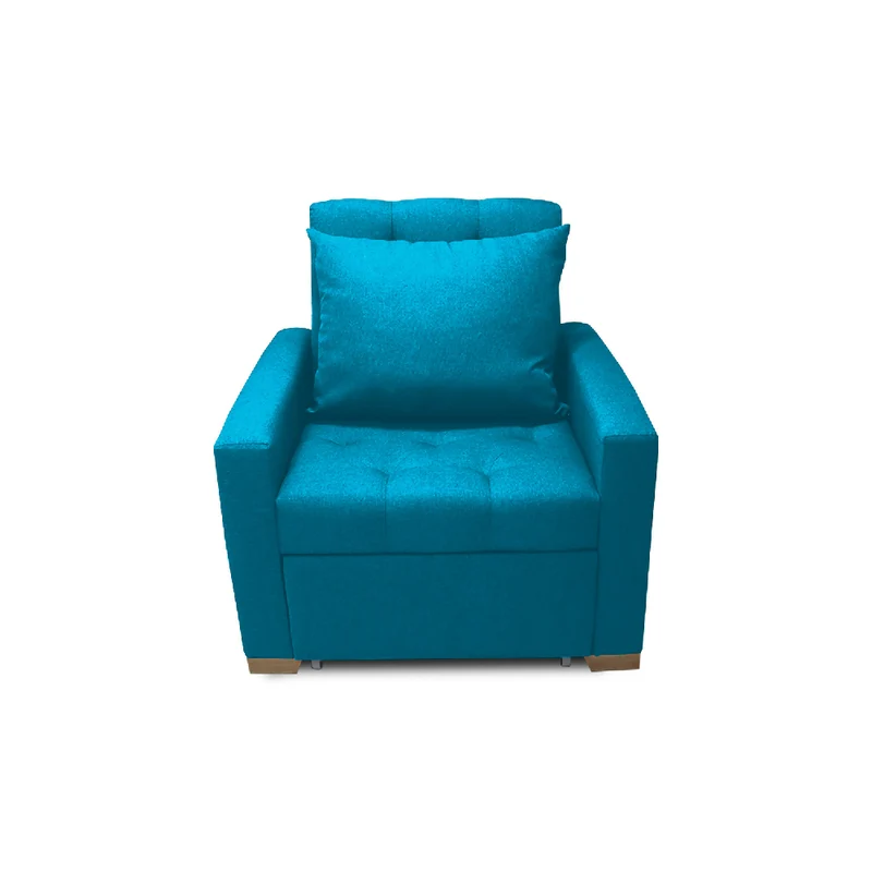 Sofá Cama Unipersonal Sabathy Tela Lino 95X90X94cm Turquesa