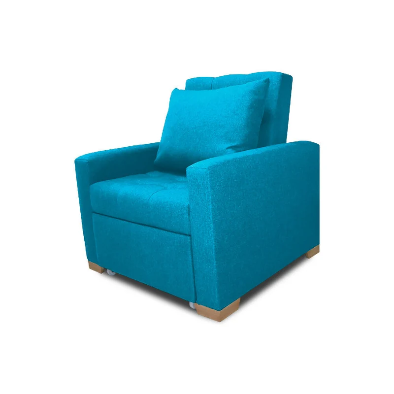 Sofá Cama Unipersonal Sabathy Tela Lino 95X90X94cm Turquesa